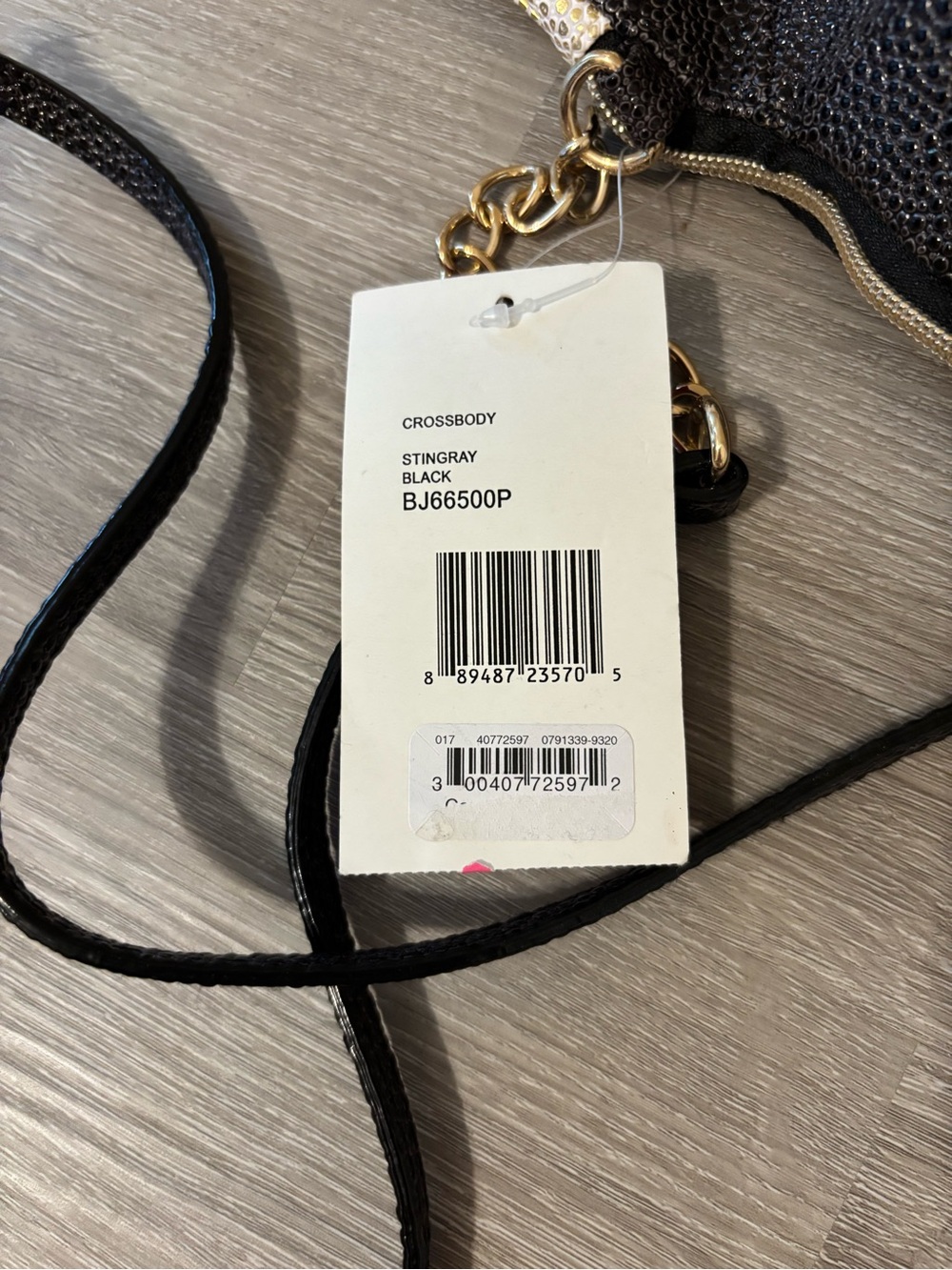 Betsey Johnson Black Stingray-Texture Crossbody Bag with Gold Accents - Picture 2 of 3